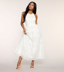 AJ Eyelet A-Line Midi Dress