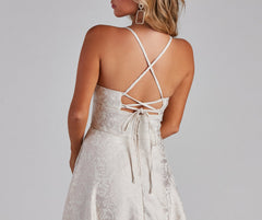 Adalyn Brocade High Slit Dress