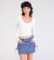 A Vibe Mid-Rise Cargo Denim Mini Skirt