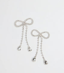 Adorably Glam Rhinestone Bow Drop Earrings