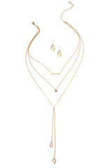 3 Row Dainty Lariat Charm Necklace