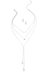3 Row Dainty Lariat Charm Necklace