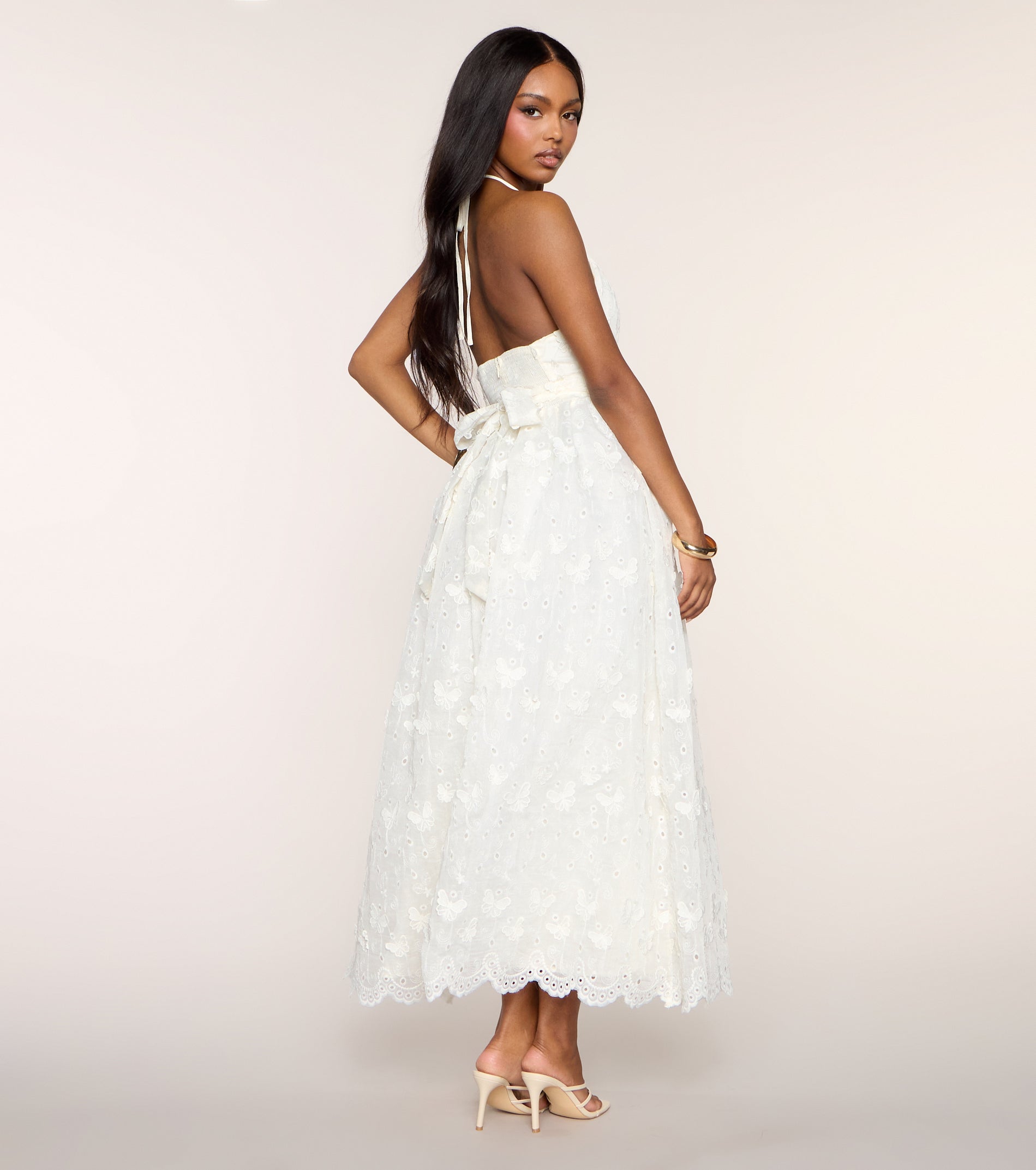 AJ Eyelet A-Line Midi Dress