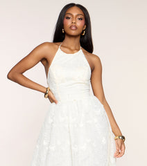 AJ Eyelet A-Line Midi Dress