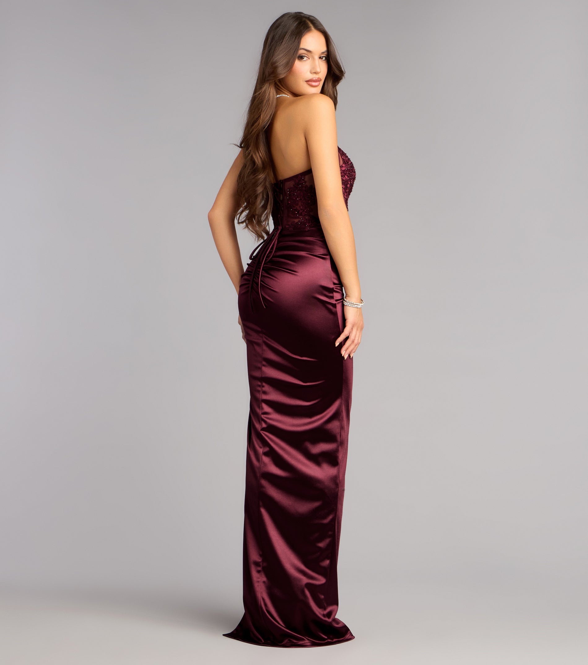 Adria Satin Corset Column Formal Dress