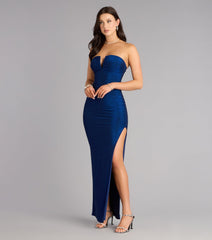 Adison Lurex Knit Strapless Formal Dress