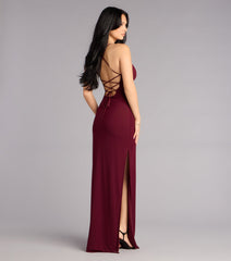 Adriane Beaded Floral Lace-Up Formal Dress