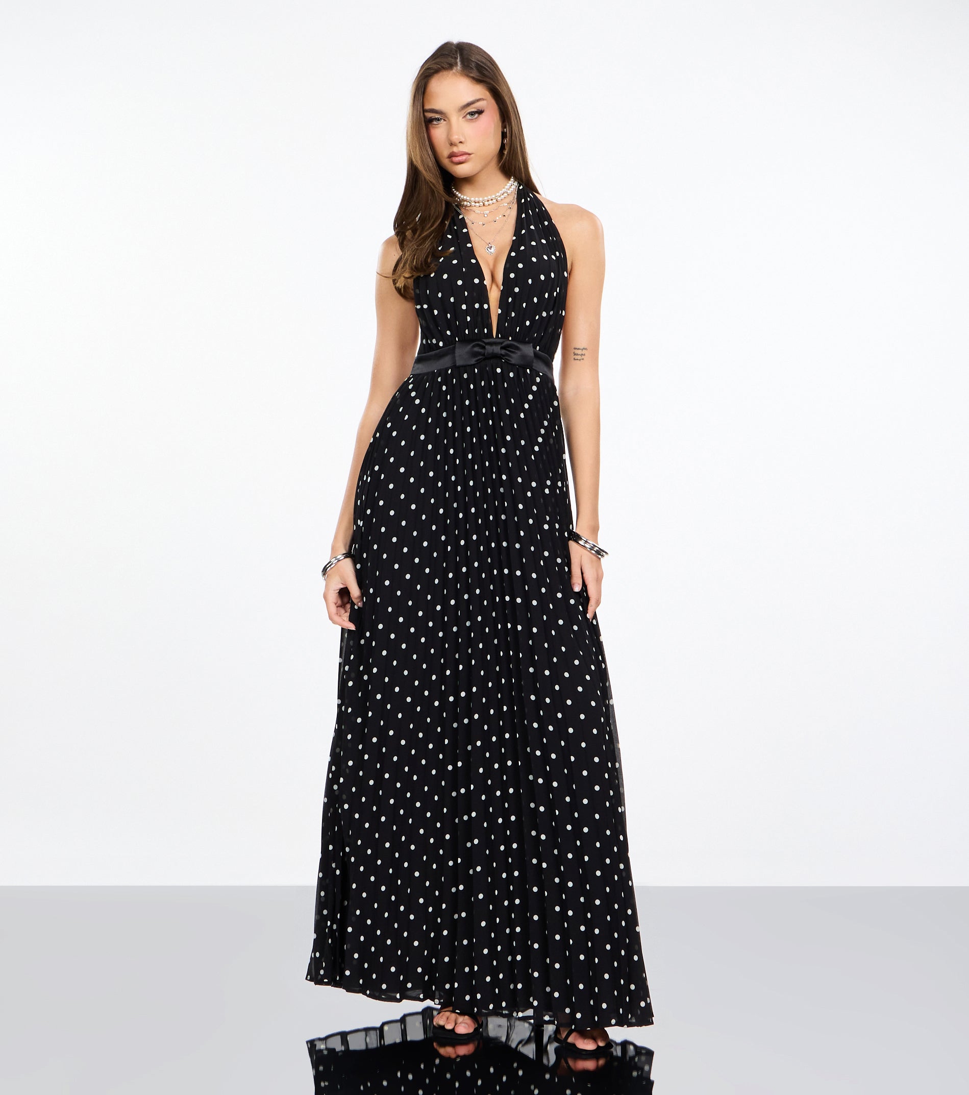 Agnes Polka Dot Chiffon Formal Dress