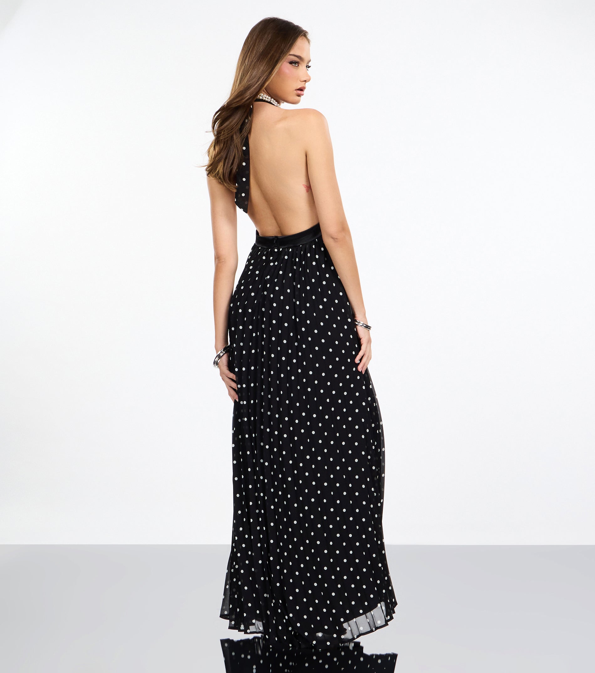 Agnes Polka Dot Chiffon Formal Dress