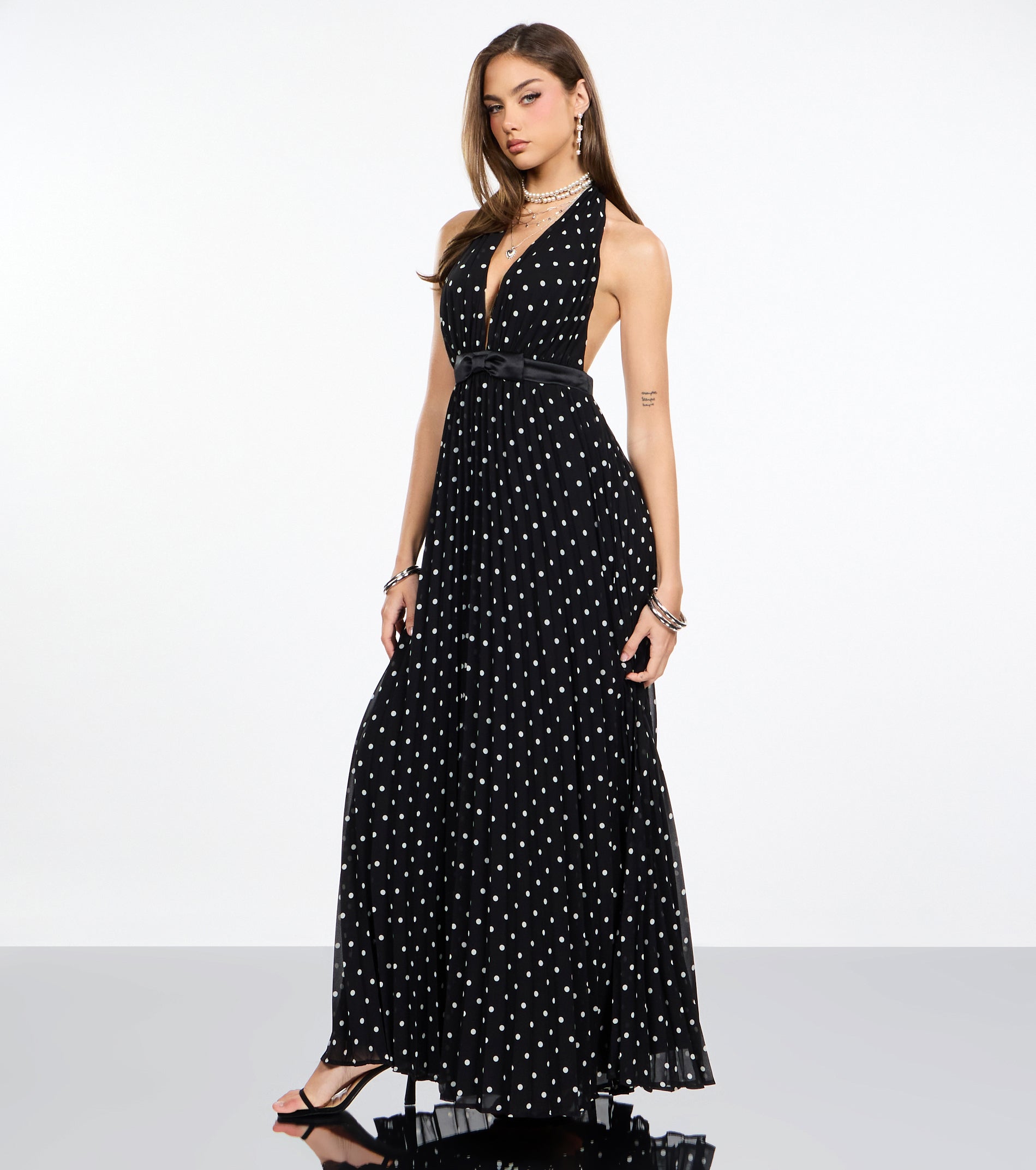 Agnes Polka Dot Chiffon Formal Dress