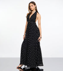 Agnes Polka Dot Chiffon Formal Dress