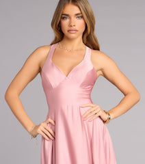 Abbey Lace-Up Slit A-Line Satin Formal Dress