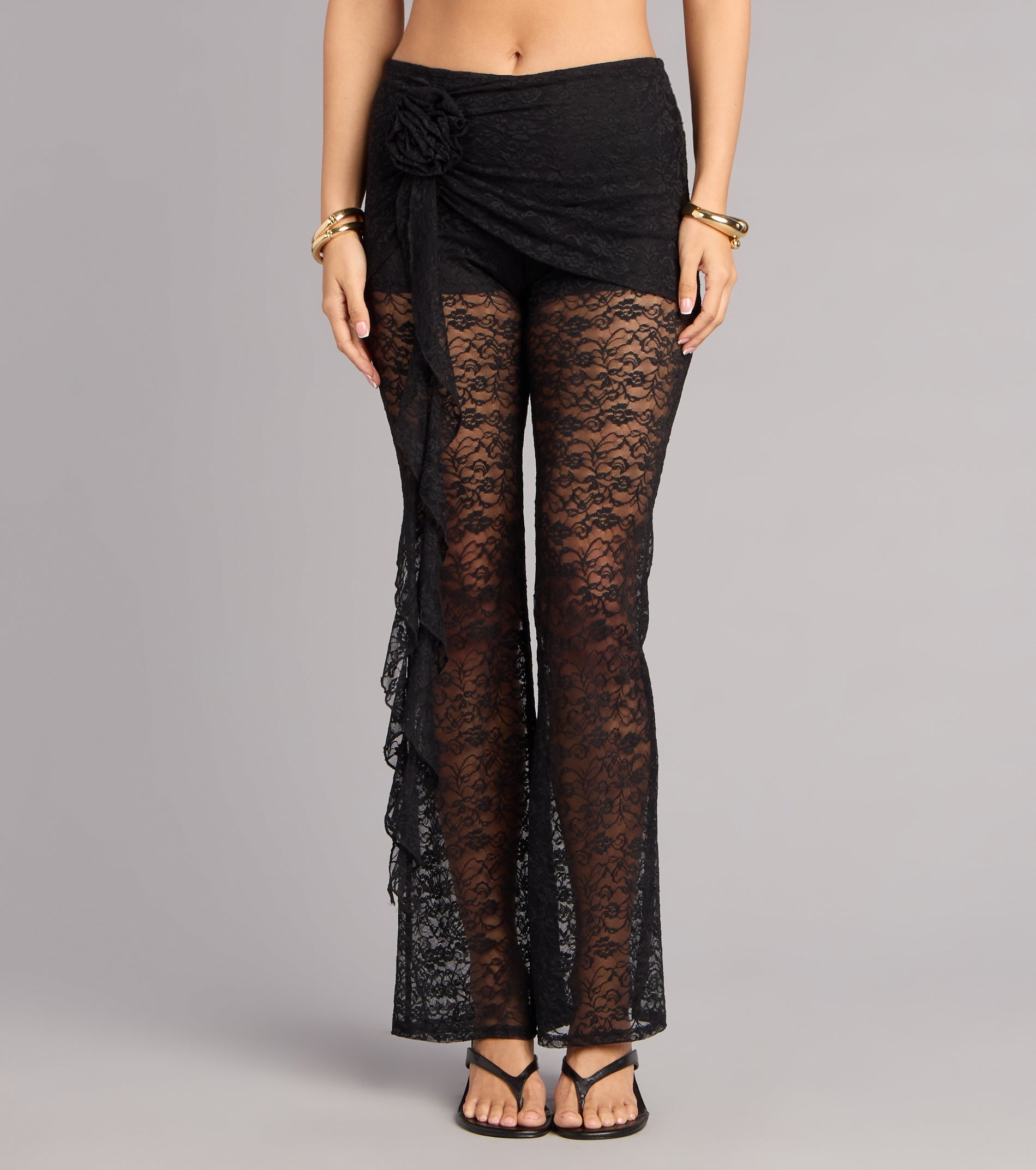 After Dark Chic Lace Flare Pants