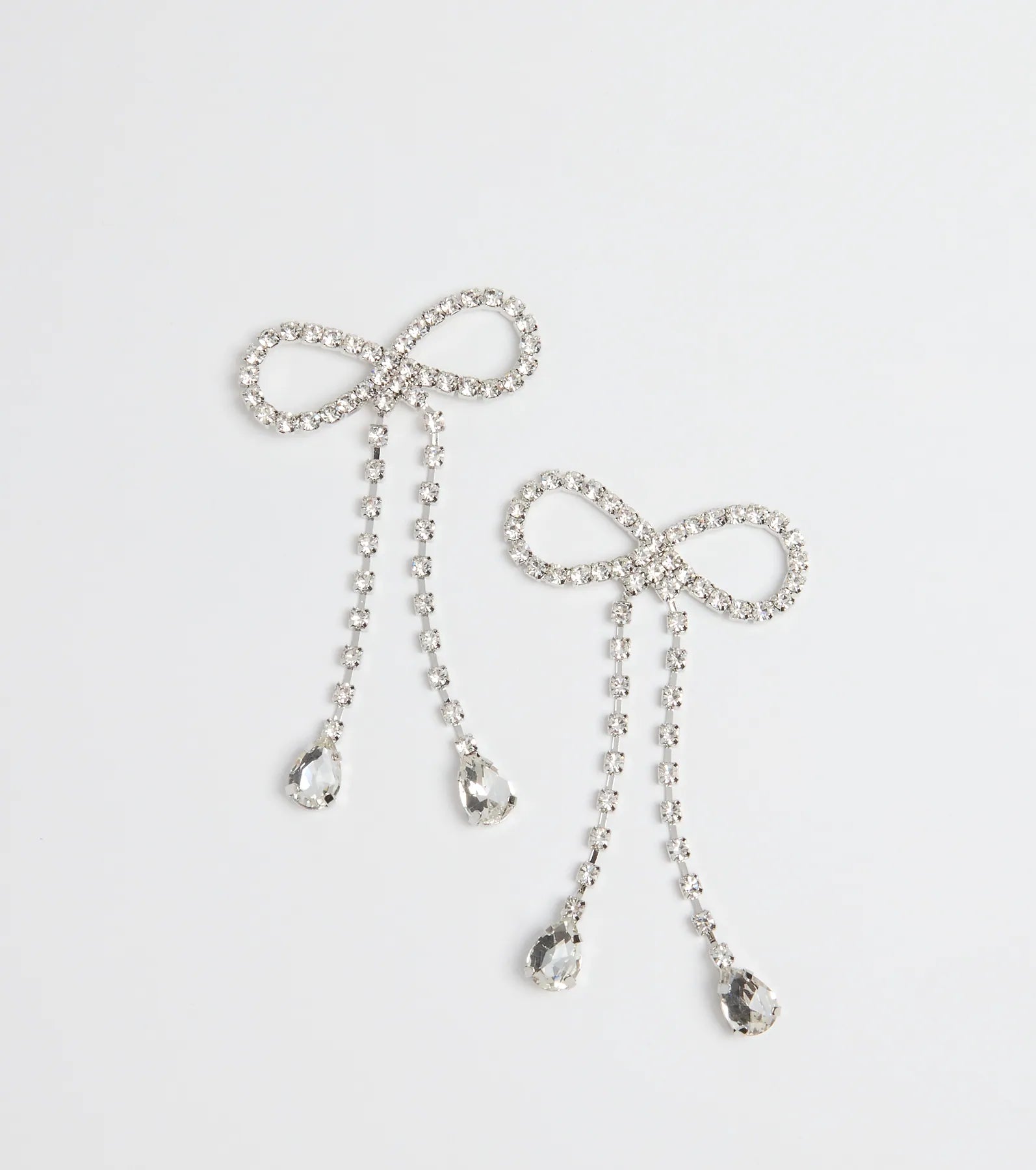 Adorably Glam Rhinestone Bow Drop Earrings