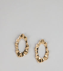 After Hours Shine Textured Oval Statement Earrings