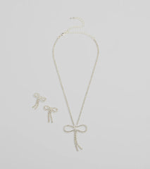 Adorably Glam Bow Necklace And Earrings Set