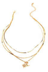 3 Row Layered Charm Necklace