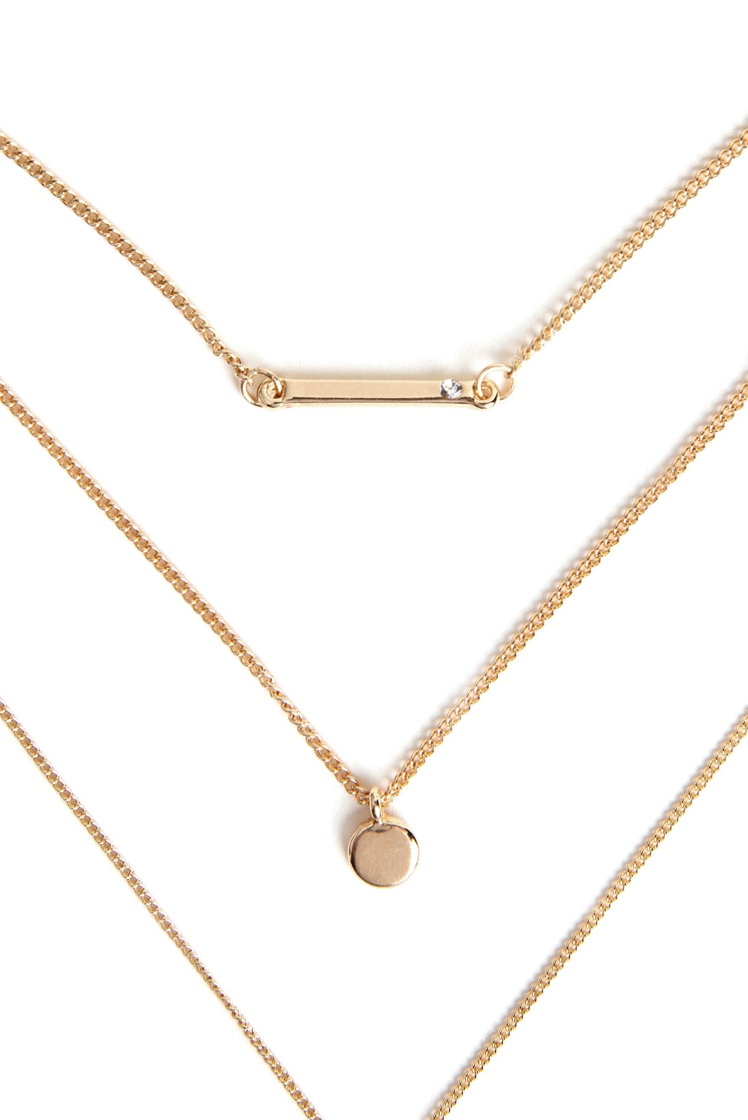 3 Row Dainty Lariat Charm Necklace