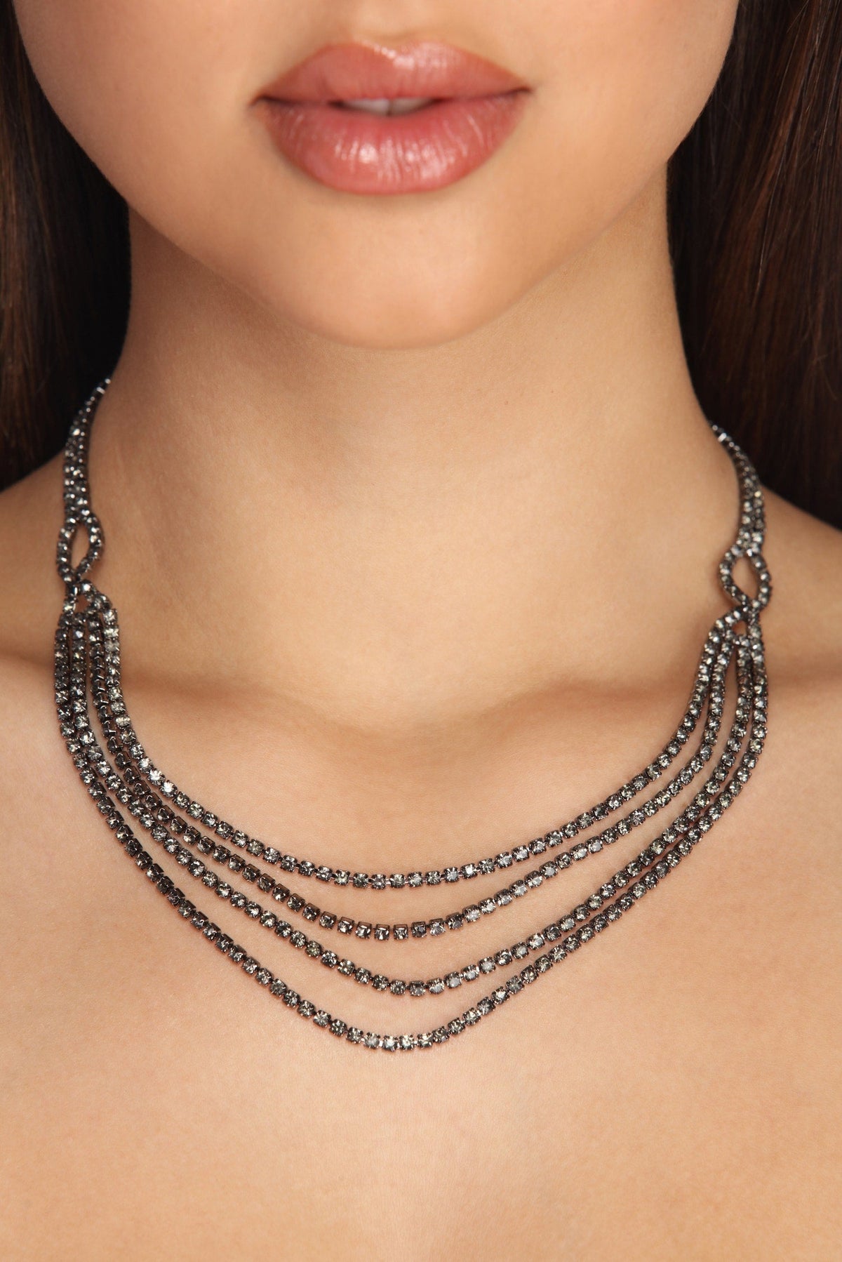 4 Row Rhinestone Necklace