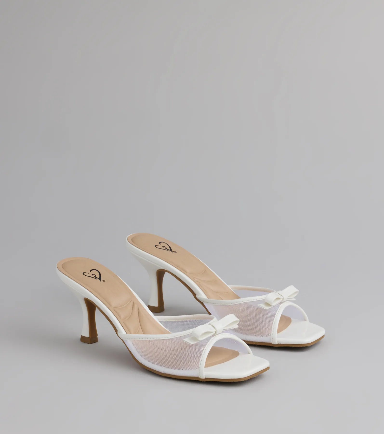 Adorable Bow Mesh Strap Stiletto Mules