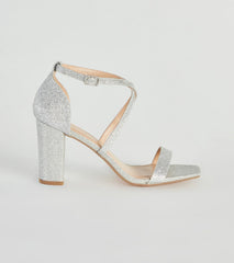 About The Sparkle Glitter Mesh Block Heels